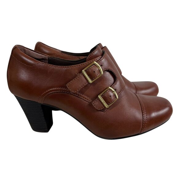 CLARKS Bendables Athena 62598 Women 8.5 M‎ Double Monk Strap Ankle Boot Booties - Picture 1 of 16